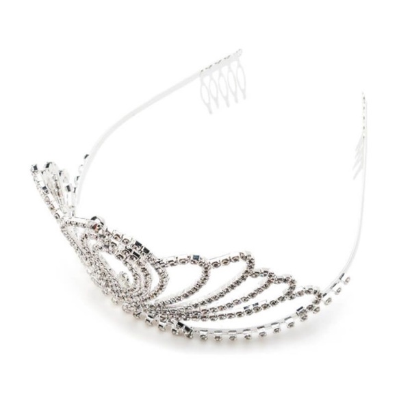 Callie Lotus: Rhinestone Flower Crown Bling Tiara in Silver - Picture 4 of 5